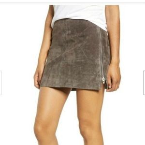 Blank NYC Grey Suede Side Zip Skirt